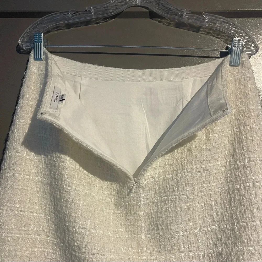 SAU LEE Alicia Skirt in Ivory Tweed Mini Skirt with Finge Hem from Revolve Brand - Picture 11 of 13